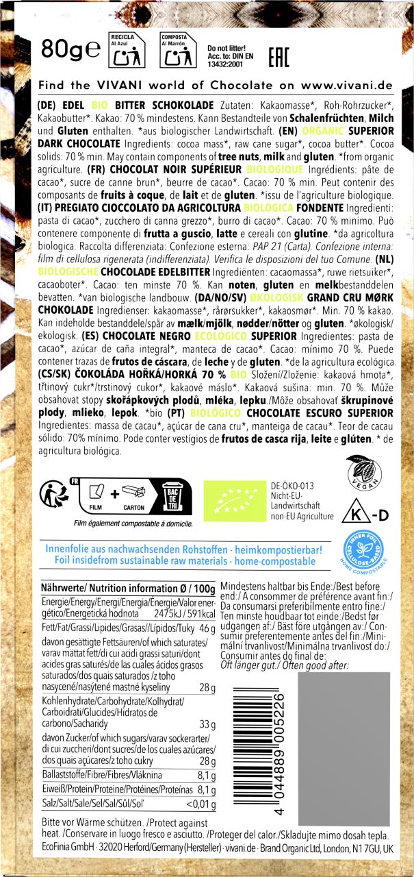 Edel Bitter 70% Cacao