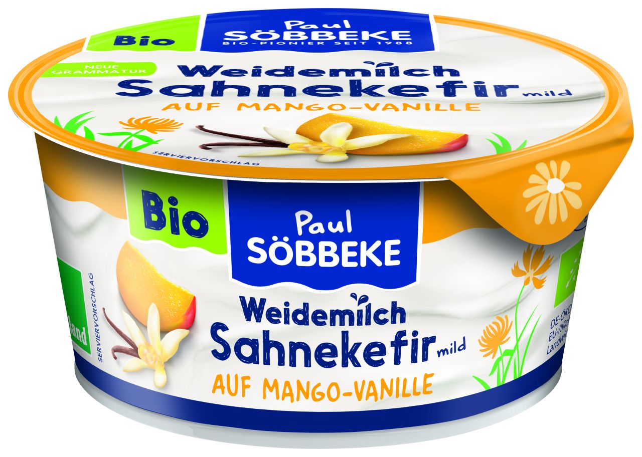 Bio-Weidemilch Sahnekefir Mango-Vanille 150g