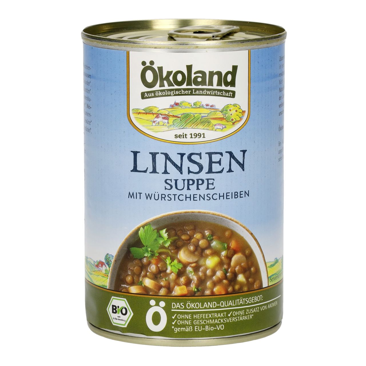 Linsensuppe mit Würstchenscheiben