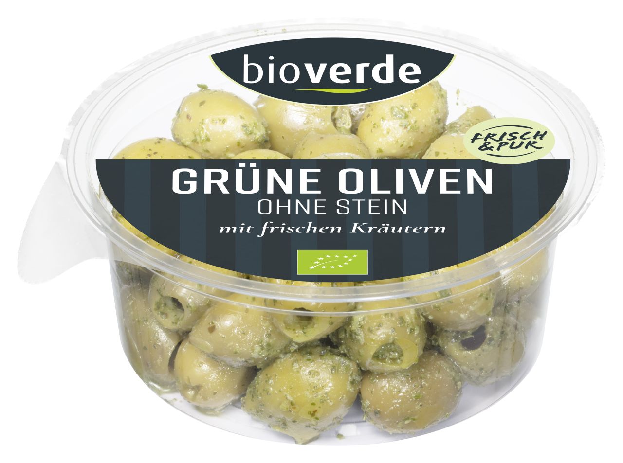 Grüne Oliven ohne Stein mariniert