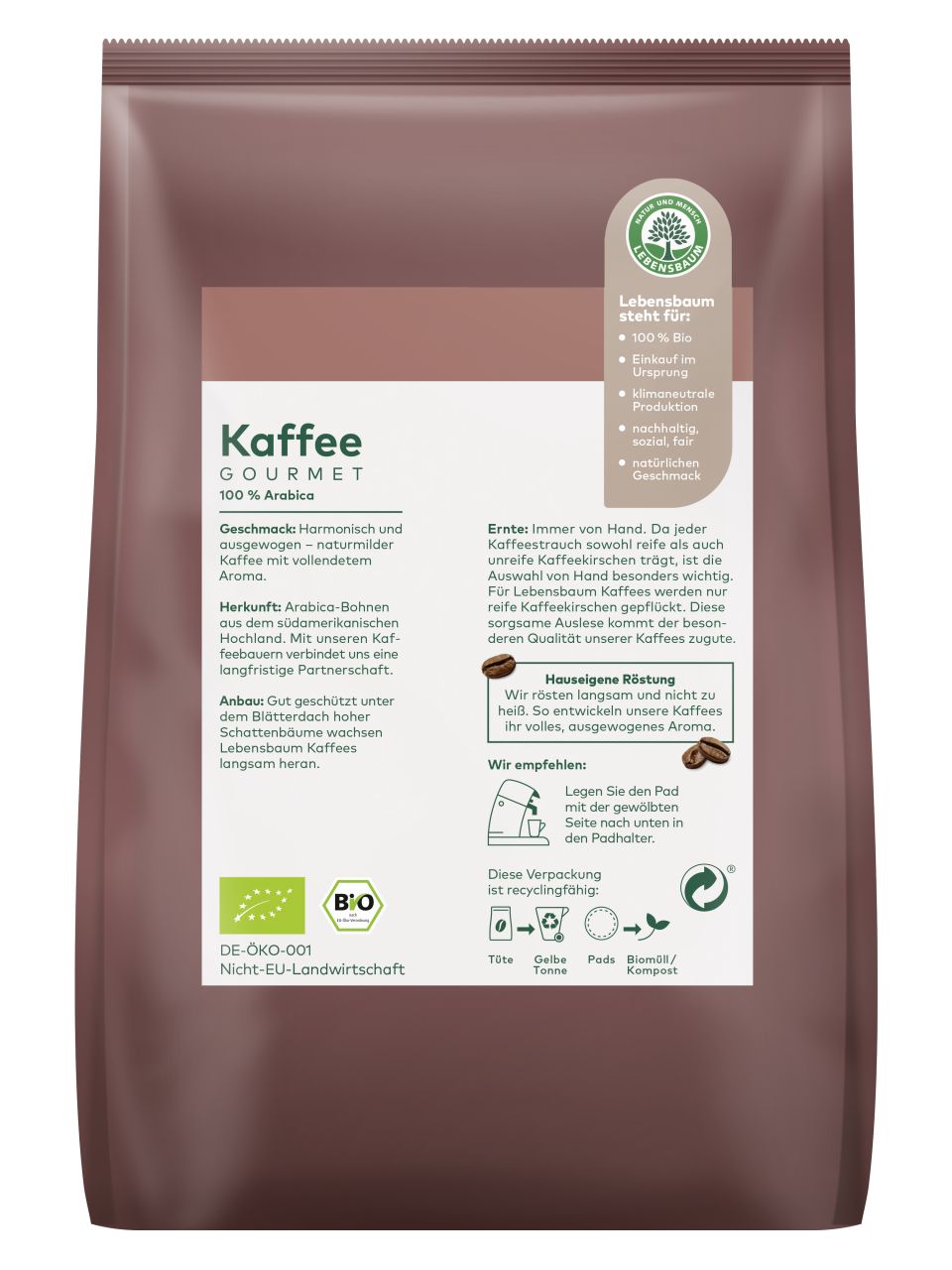 Kaffee Gourmet, Kaffeepads, klassisch