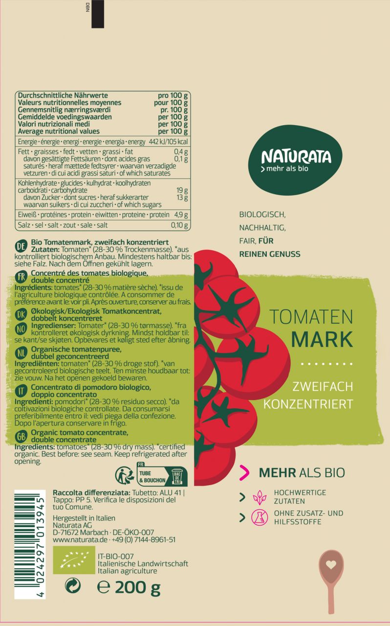 Tomatenmark, zweifach konzentriert 28-30 %, Tube