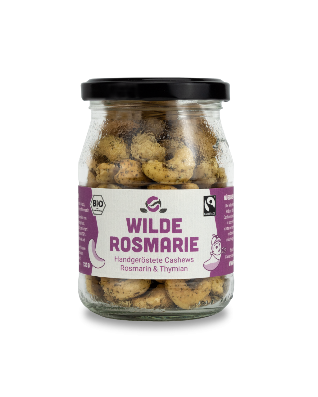 Faire Cashews mit Rosmarin geröstet (133g, Pfandglas klein, Bio & Fairtrade)