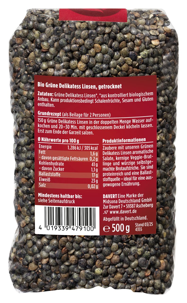 Grüne Delikatess-Linsen 500g