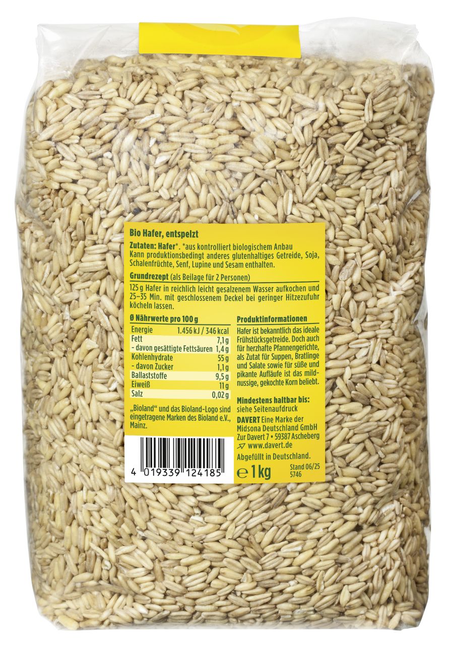 Hafer entspelzt Bioland, 1kg