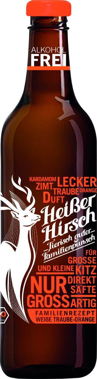 HEISSER HIRSCH - Tierisch guter Familienpunsch "Weiße Traube - Orange" (Glas)