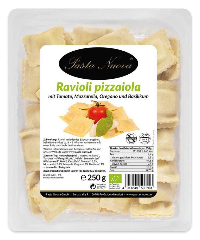 Frische Ravioli pizzaiola Mozzarella und Tomate